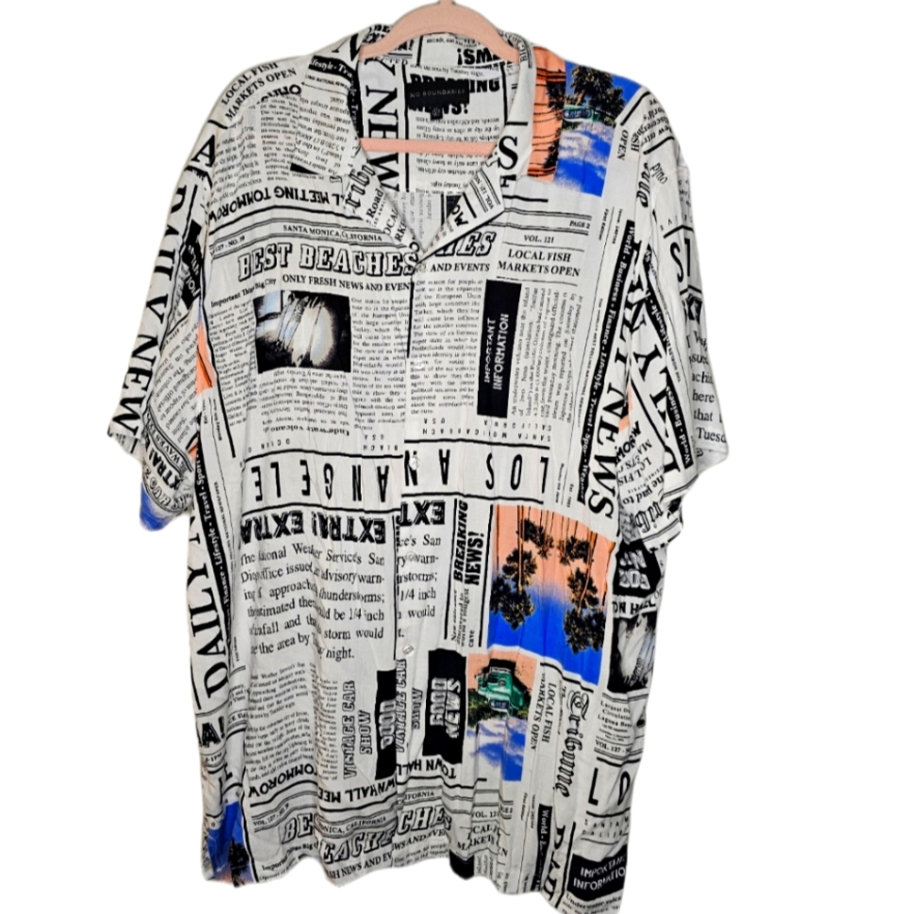 News Paper Style Button Up Shirt